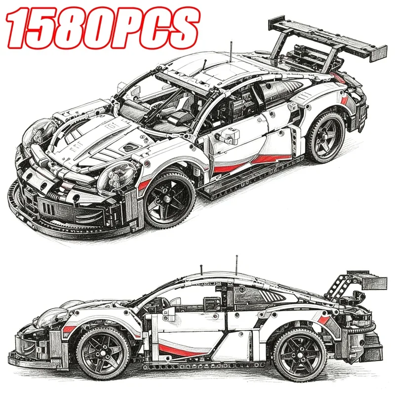 1580PCS 1:8 Scale RSR Race Car - огляд і ціна Lego Set Technic