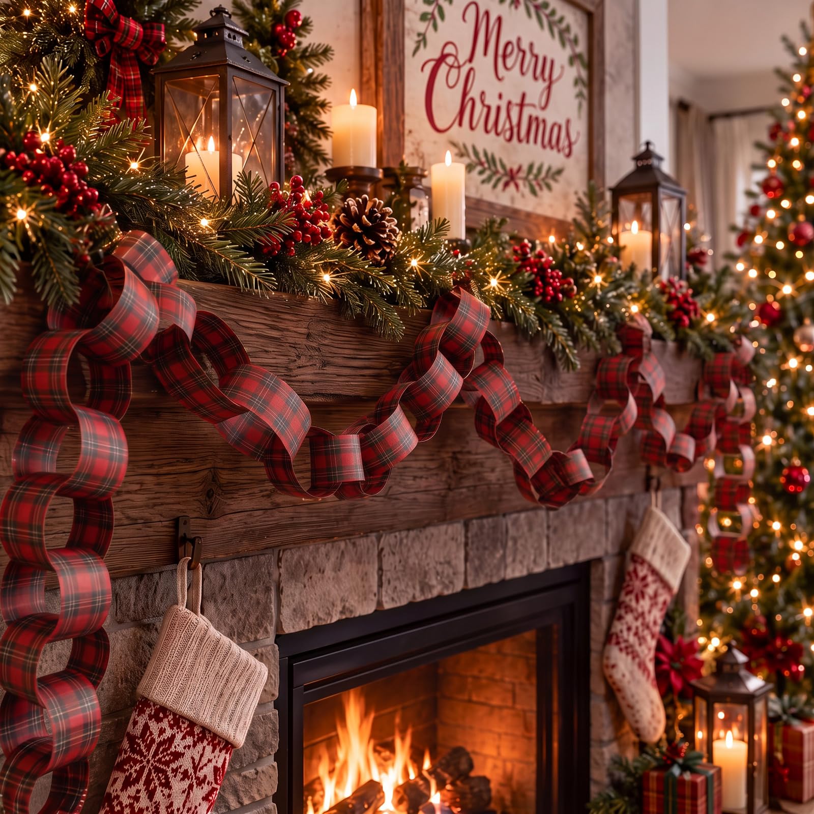 Red-Black Plaid Paper Chain Ga - огляд і ціна Christmas Throw Blanket
