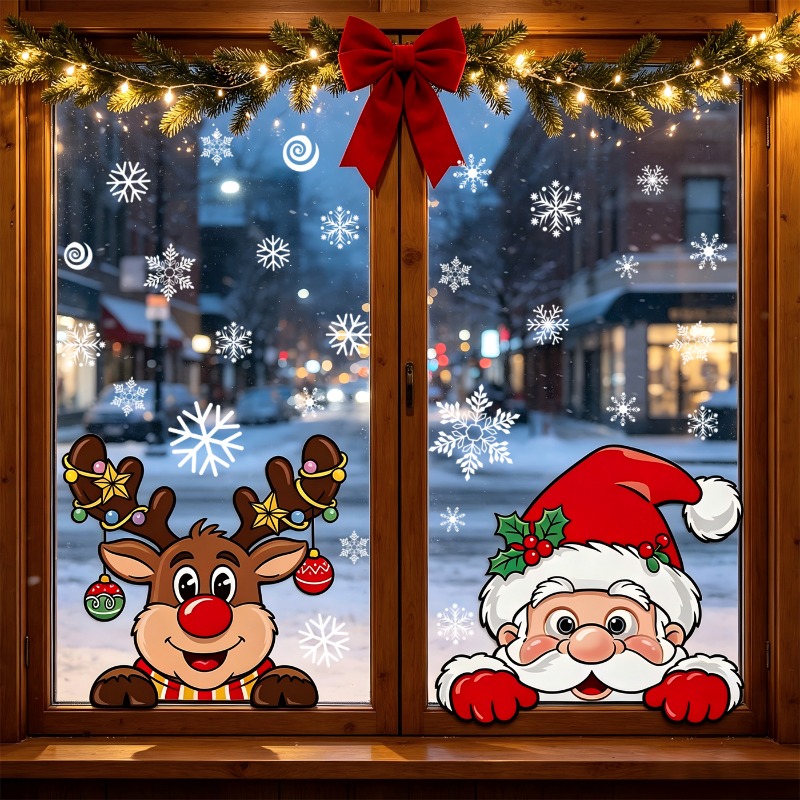 Christmas Cartoon Reindeer Sta - огляд і ціна Snowflake Window Decal
