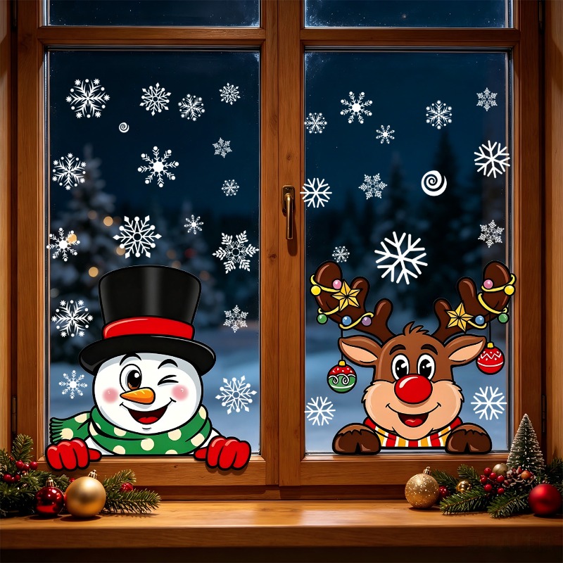 Christmas Cartoon Reindeer Sta - огляд і ціна Snowflake Window Decal