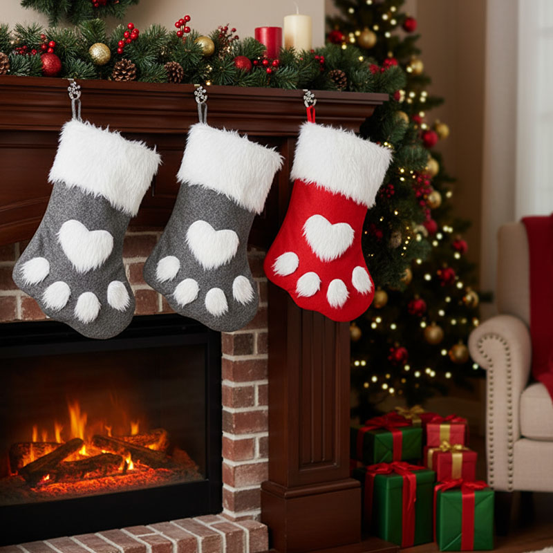 1-10PCS Christmas Pet Paw Stoc - огляд і ціна Christmas Stocking Hanging