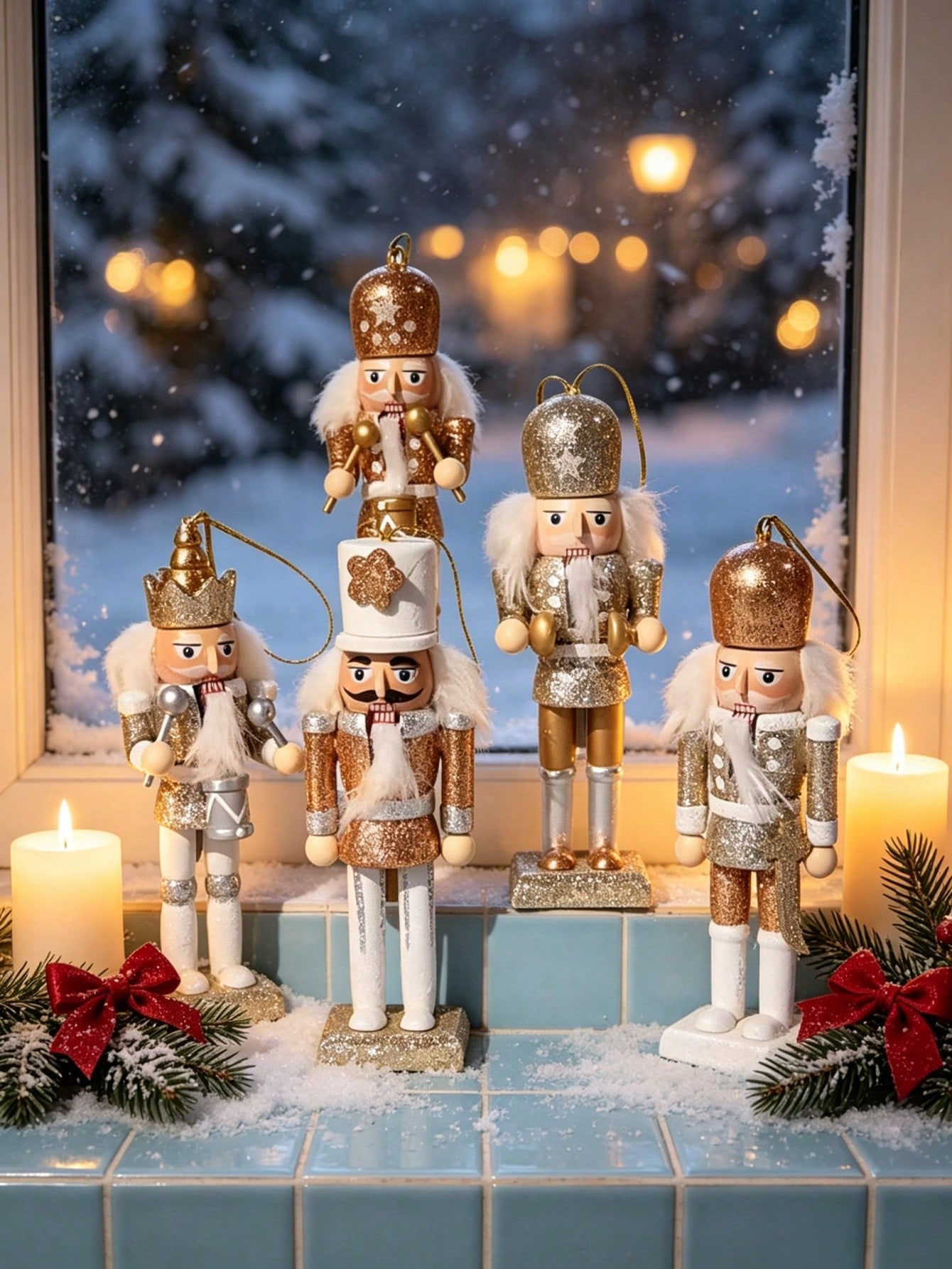 5pcs Champagne Gold Glitter Nu - огляд і ціна Nutcracker Figurine