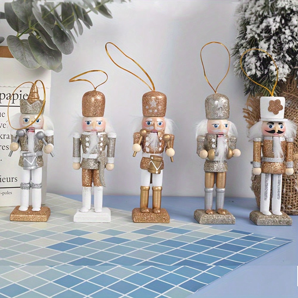 5pcs Champagne Gold Glitter Nu - огляд і ціна Nutcracker Figurine