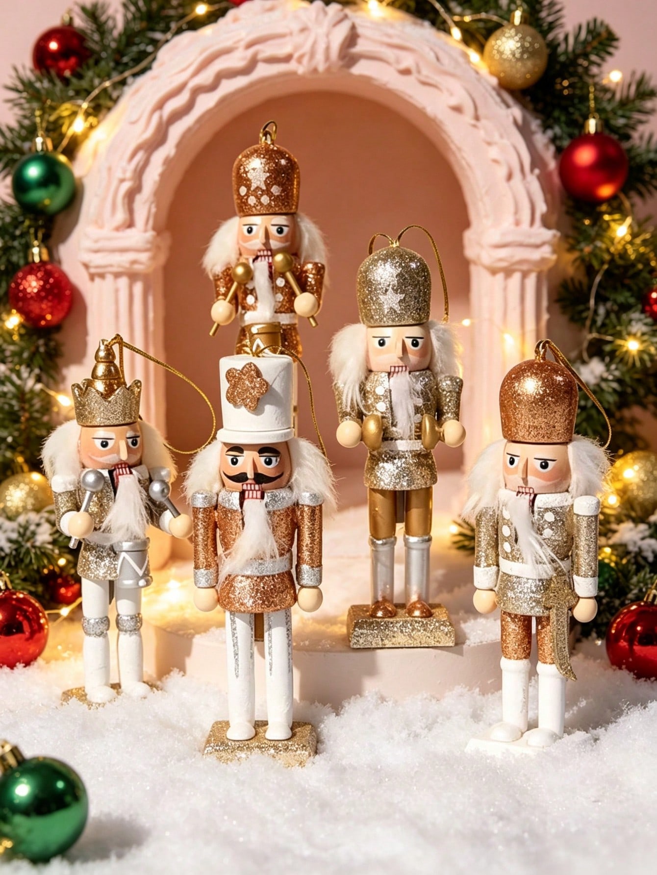 5pcs Champagne Gold Glitter Nu - огляд і ціна Nutcracker Figurine