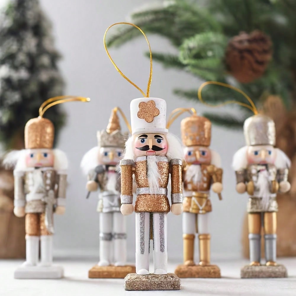 5pcs Champagne Gold Glitter Nu - огляд і ціна Nutcracker Figurine